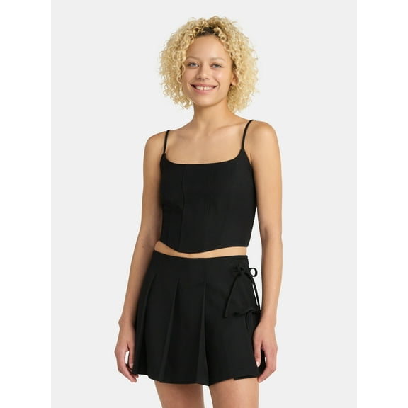 No Boundaries Corset Top and Pleated Mini Skirt Set, 2-Piece, Women's