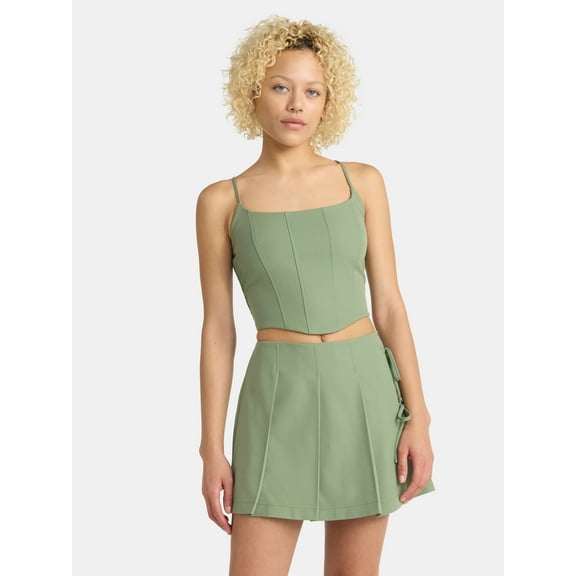 No Boundaries Corset Top and Pleated Mini Skirt Set, 2-Piece, Women's