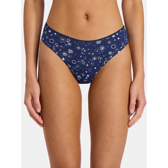 No Boundaries Cotton-Blend Hi-Cut Thong Panties, Women’s
