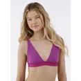 thumbnail image 1 of No Boundaries Cotton Stretch Ribbed Wirefree Plunge Bra, Women's XS-3XL, 1 of 4