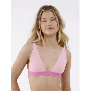 No Boundaries Cotton Blend Rib Wirefree Plunge Bra, Women's and Women's Plus
