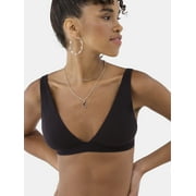 No Boundaries Cotton Stretch Ribbed Wirefree Plunge Bra, Women's XS-3XL