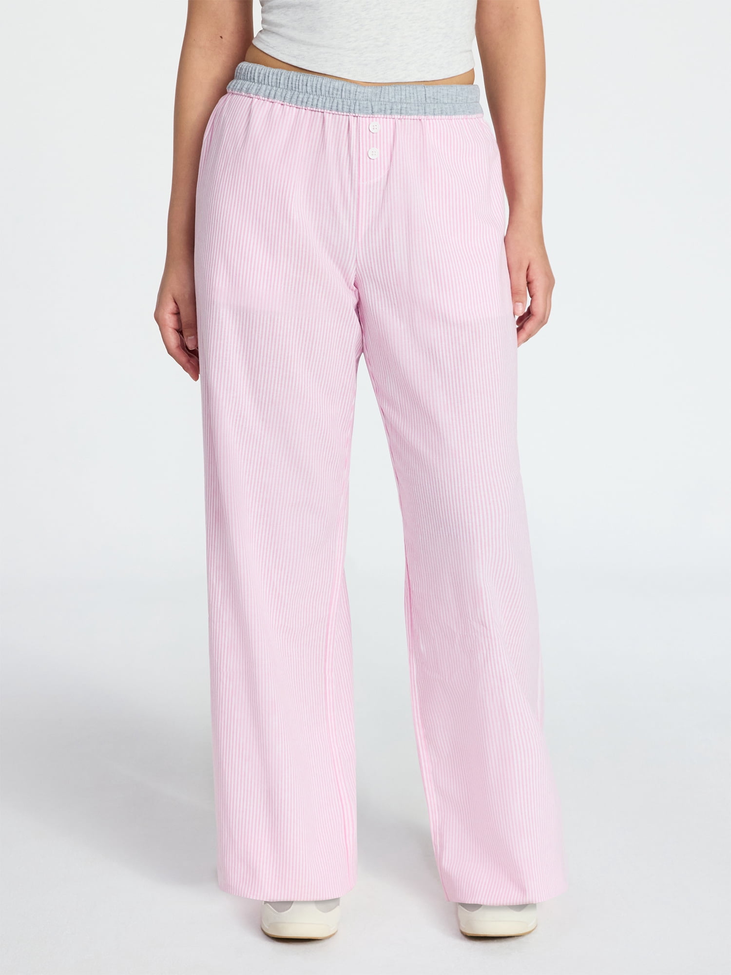No Boundaries Cotton Boxer Pants with Rollover Waist, 31.5'' Inseam, Women's XXS-XXL