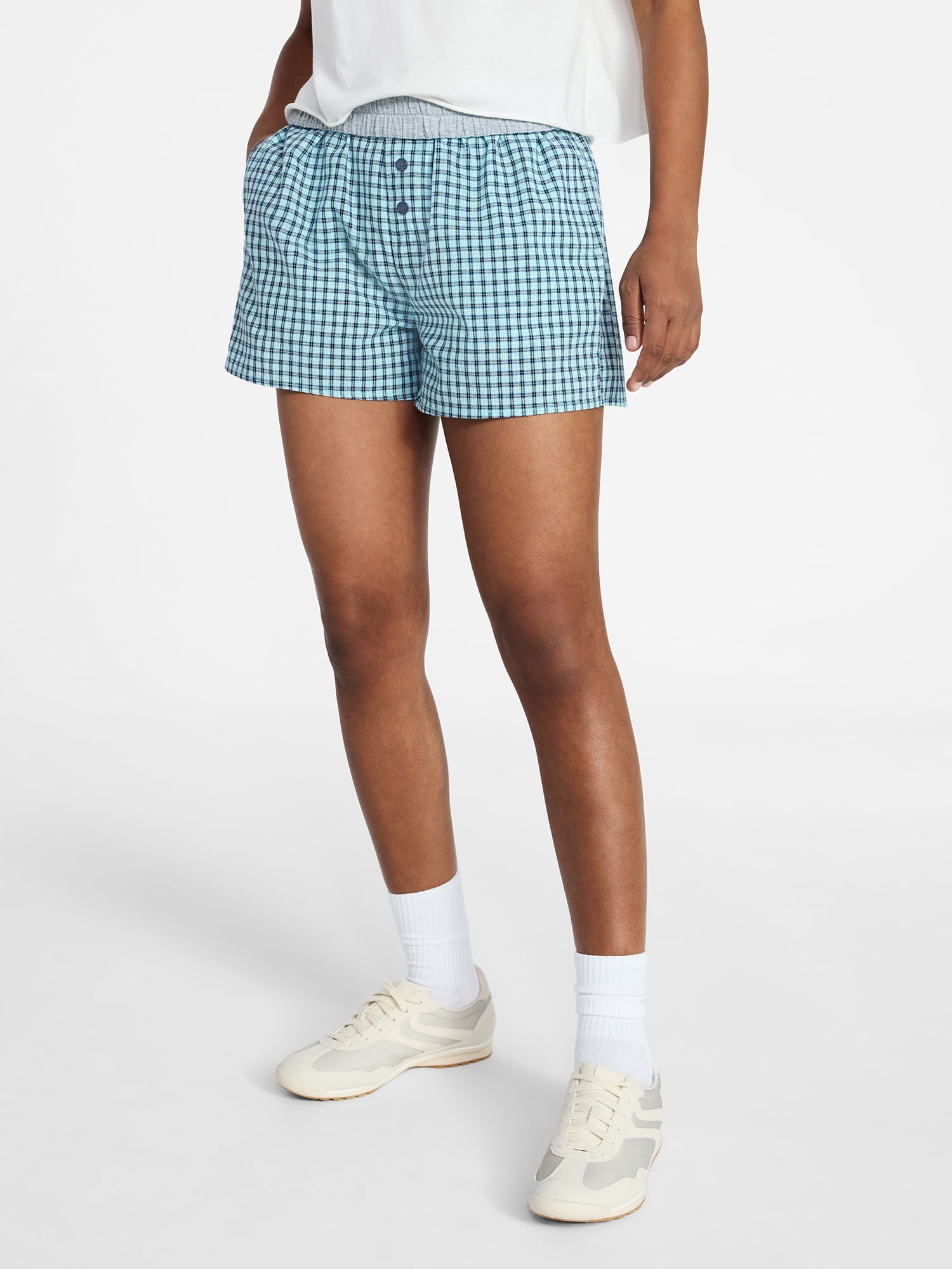 No Boundaries Cotton Boxer Shorts with Rollover Waist, 3'' Inseam, Women's XXS (00)-XXL (20)