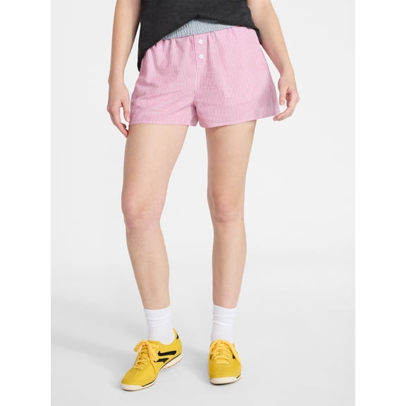 No Boundaries Cotton Boxer Shorts with Rollover Waist, 3'' Inseam, Women's XXS (00)-XXL (20)