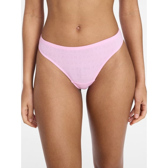No Boundaries Women's Thong Panty Cotton, 1-pack, Sizes XS-XXXL