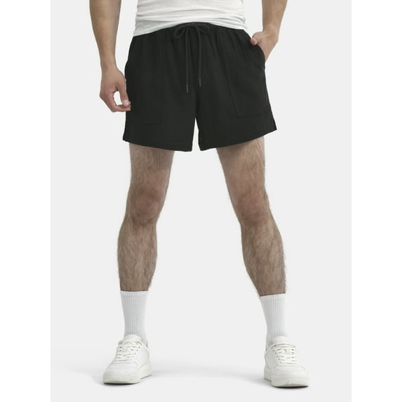No Boundaries Men's & Big Men's Cotton Gauze Shorts, 5'' Inseam, Sizes XS-5XL