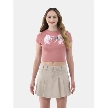 No Boundaries Cotton Graphic Baby Tee, Women’s and Women’s Plus