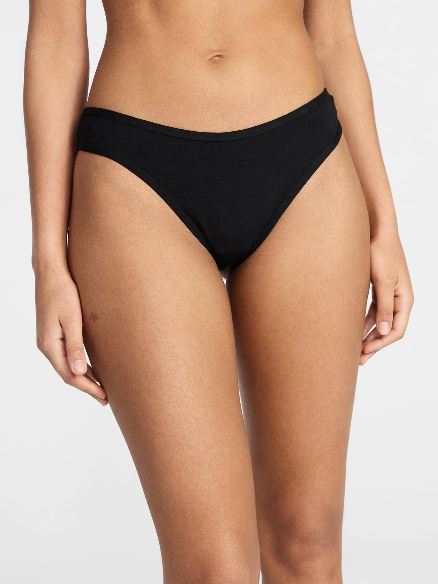 No Boundaries Cotton Blend Hi Cut Thong Panties, Women's XS-XXXL