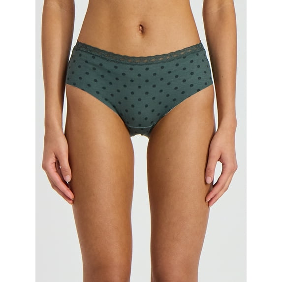 No Boundaries Cotton Hipster Panties with Lace, Women’s