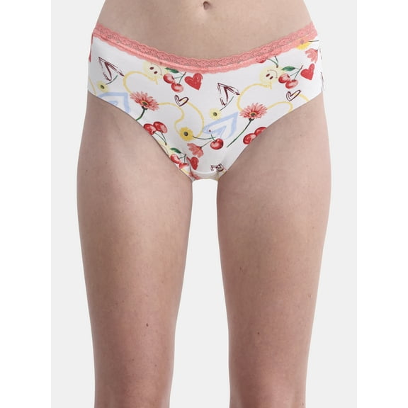 No Boundaries Cotton Hipster Panty with Lace, Women’s and Women’s Plus, Sizes S-XXXL