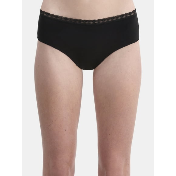 No Boundaries Cotton Hipster Panty with Lace, Women’s and Women’s Plus, Sizes S-XXXL