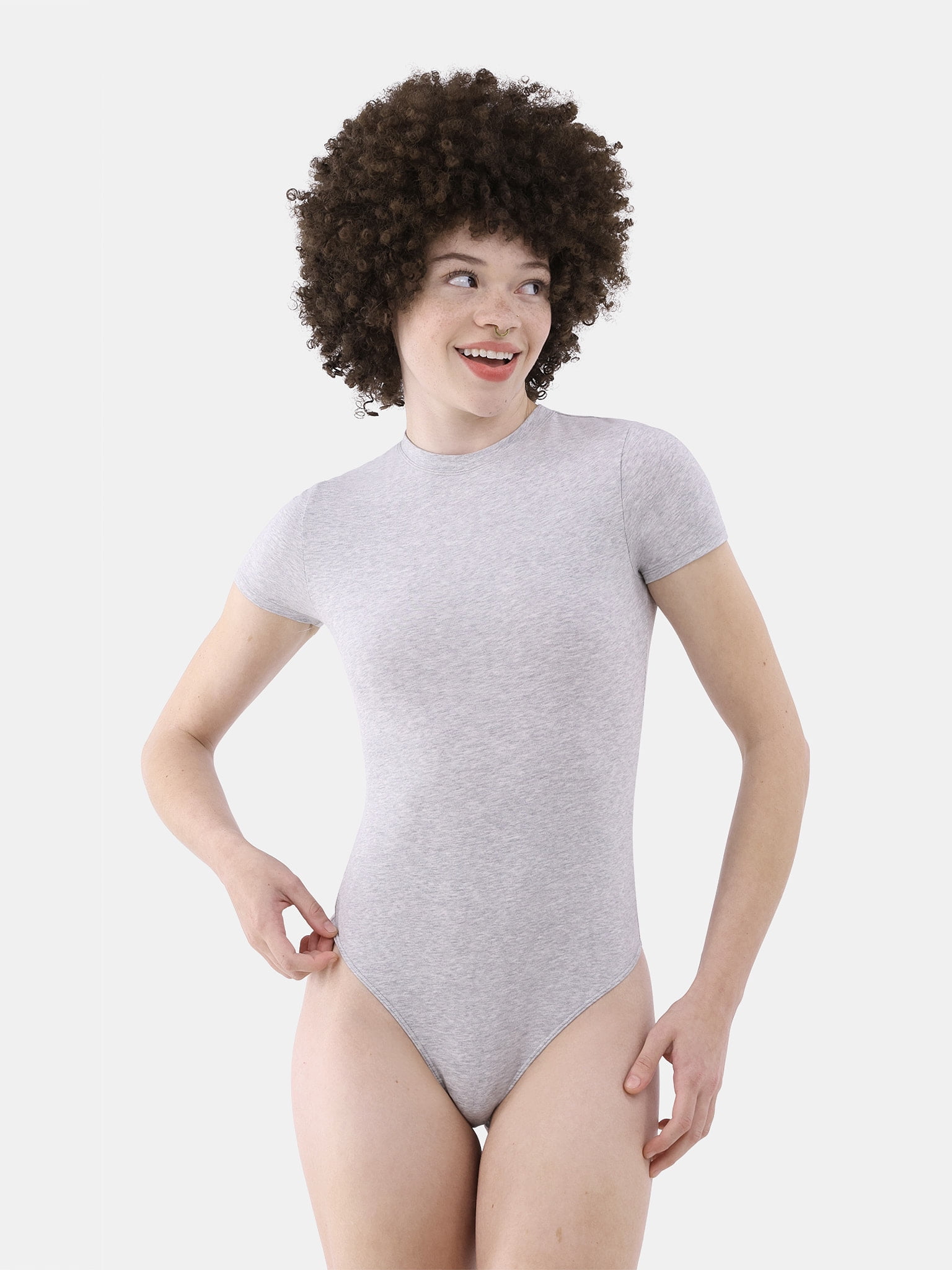 No Boundaries Cotton Stretch Jersey T-Shirt Bodysuit, Women’s XS-3XL