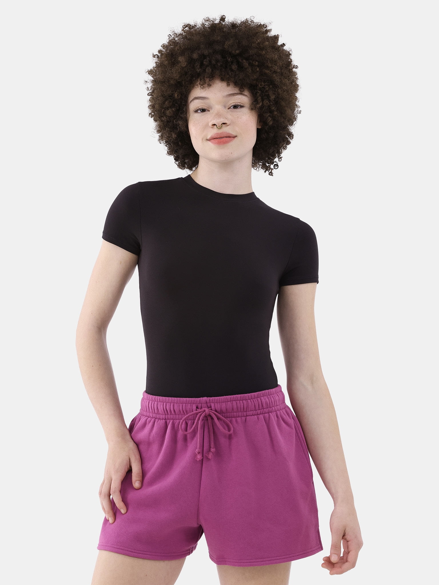 No Boundaries Women's Cotton Jersey T-shirt Bodysuit, Sizes XS-3XL
