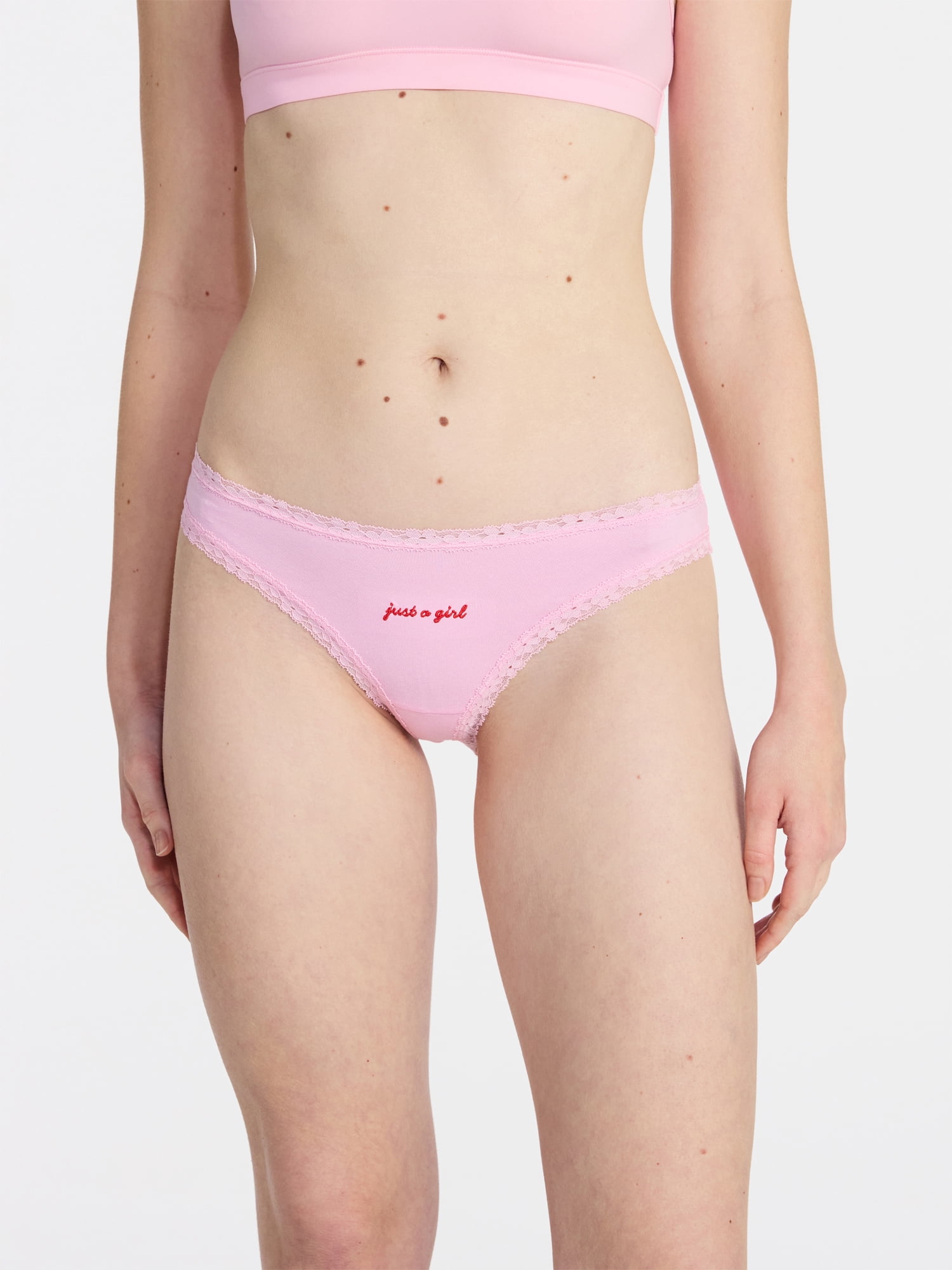 No Boundaries Cotton Lace Hi Cut Bikini Women's and Women's Plus, Sizes XS-XXXL