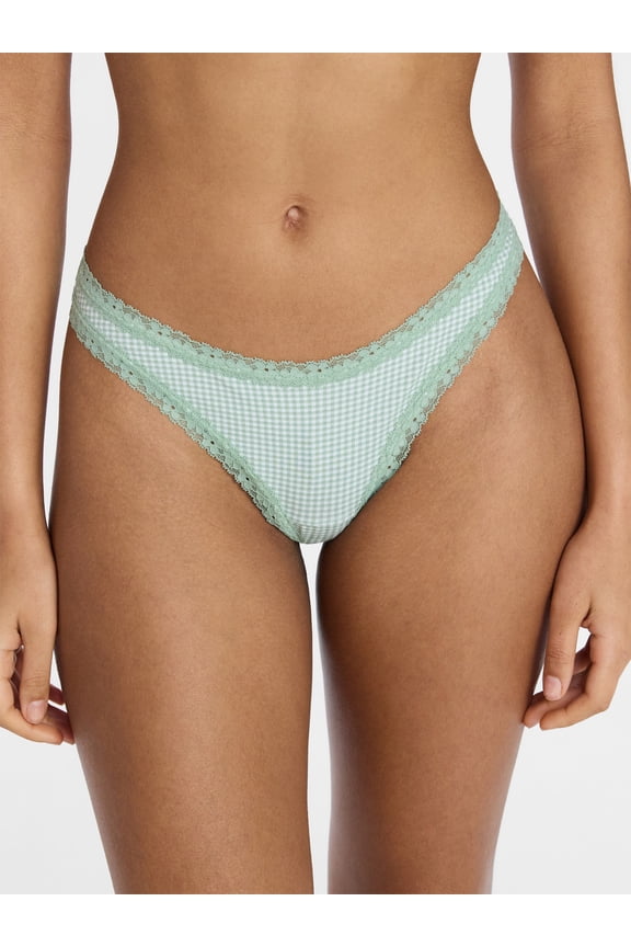 Cotton Lace Thong Women's and Women's Plus, Sizes XS-XXXL