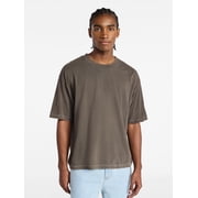 No Boundaries Cotton Oversized Cropped Tee with Short Sleeves, Men's and Big Men's XS-5XL