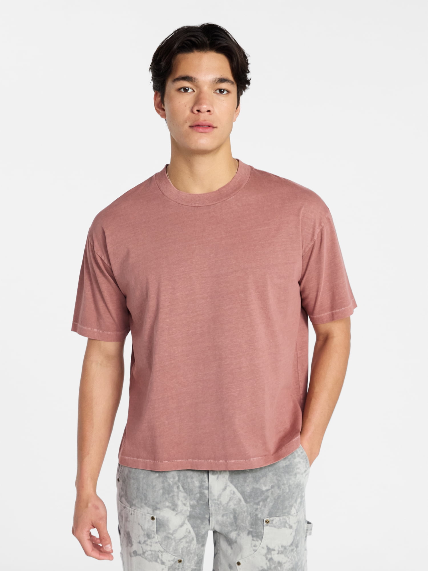 No Boundaries Cotton Oversized Cropped Tee with Short Sleeves