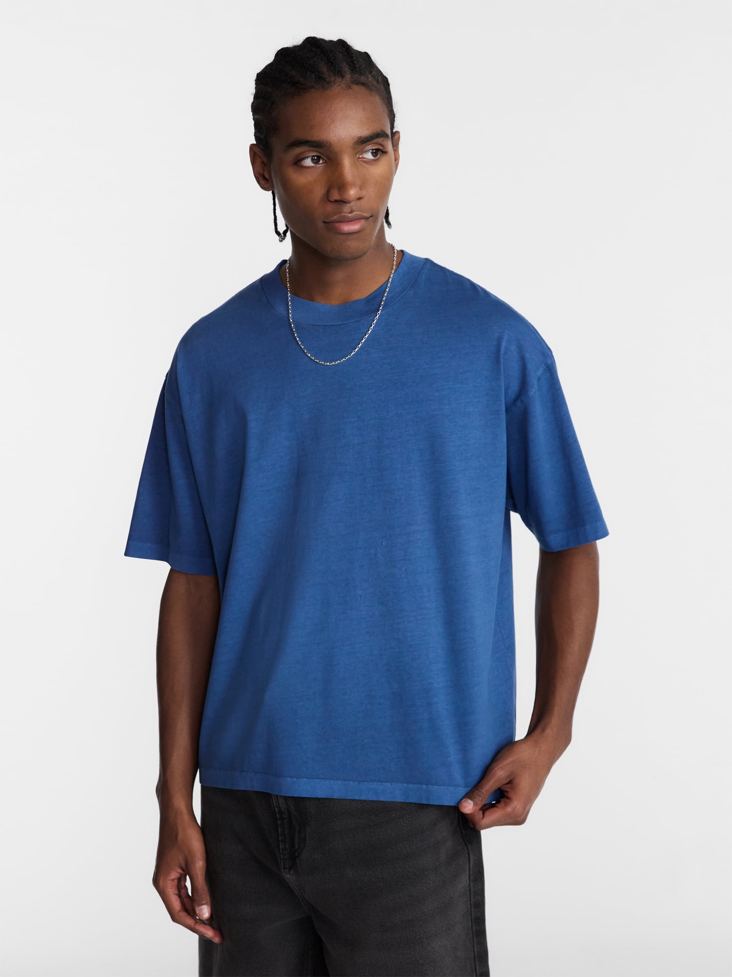 No Boundaries Cotton Oversized Cropped Tee with Short Sleeves, Men's and Big Men's XS-5XL