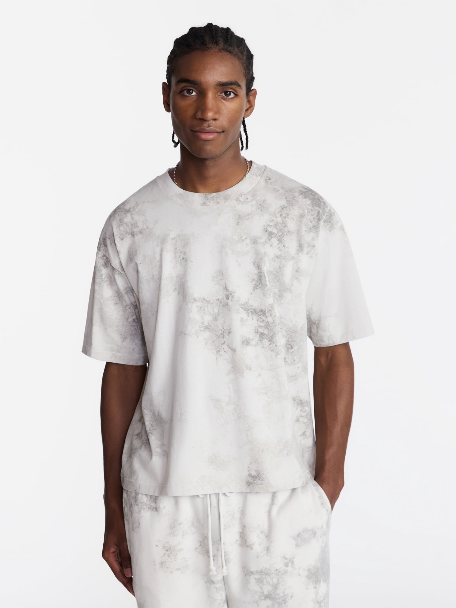 No Boundaries Cotton Oversized Cropped Tee with Short Sleeves, Men's and Big Men's XS-5XL