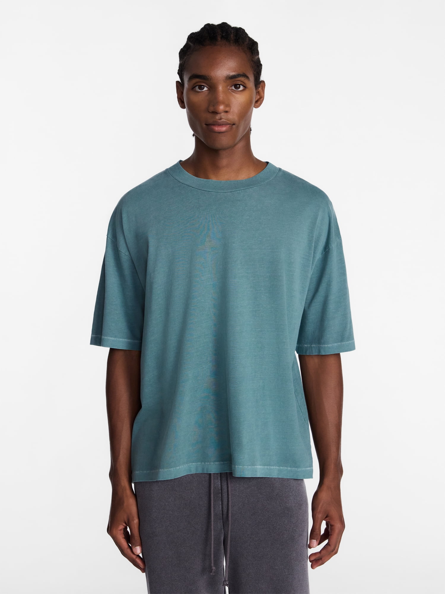No Boundaries Men's Boxy Fit Cropped Tee, Sizes XS-5XL, Cotton