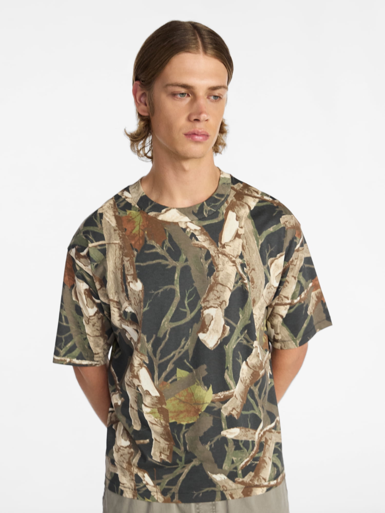 No Boundaries Cotton Oversized Cropped Tee with Short Sleeves, Men's and Big Men's XS-5XL