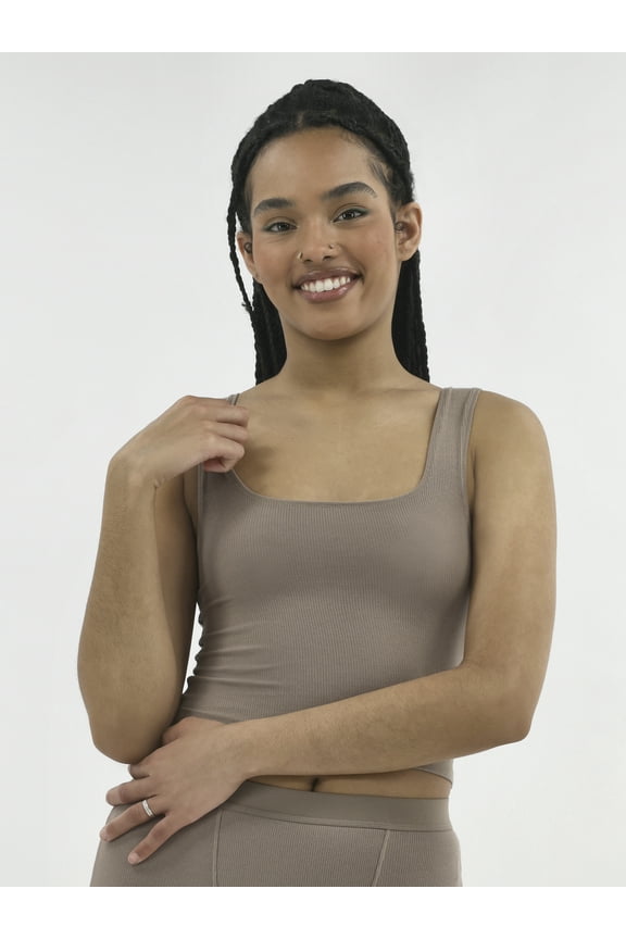 Cotton Stretch Ribbed Cropped Tank Top, Women's XS-3XL