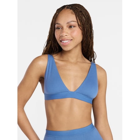 No Boundaries Cotton Stretch Ribbed Wirefree Plunge Bra, Women’s XS-3XL