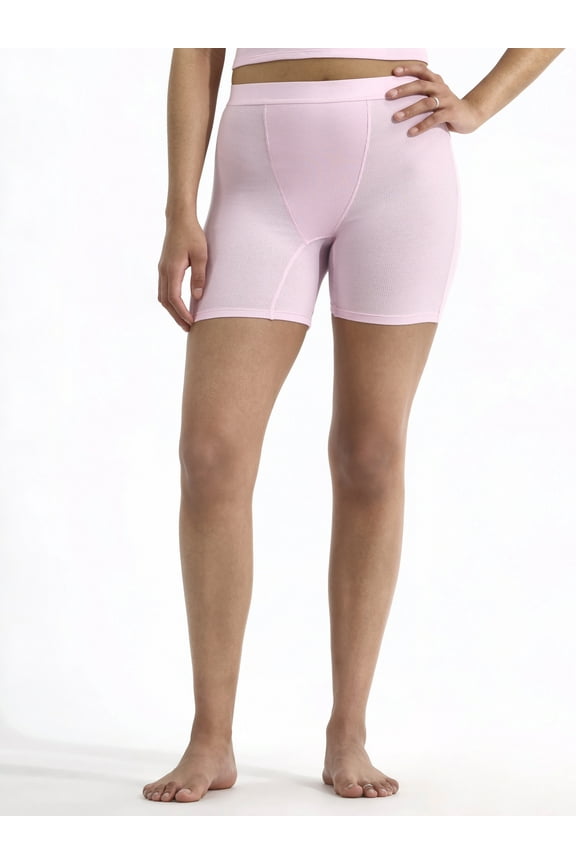 Cotton Stretch Ribbed Boxer Short Panties, Women's XS-XXXL