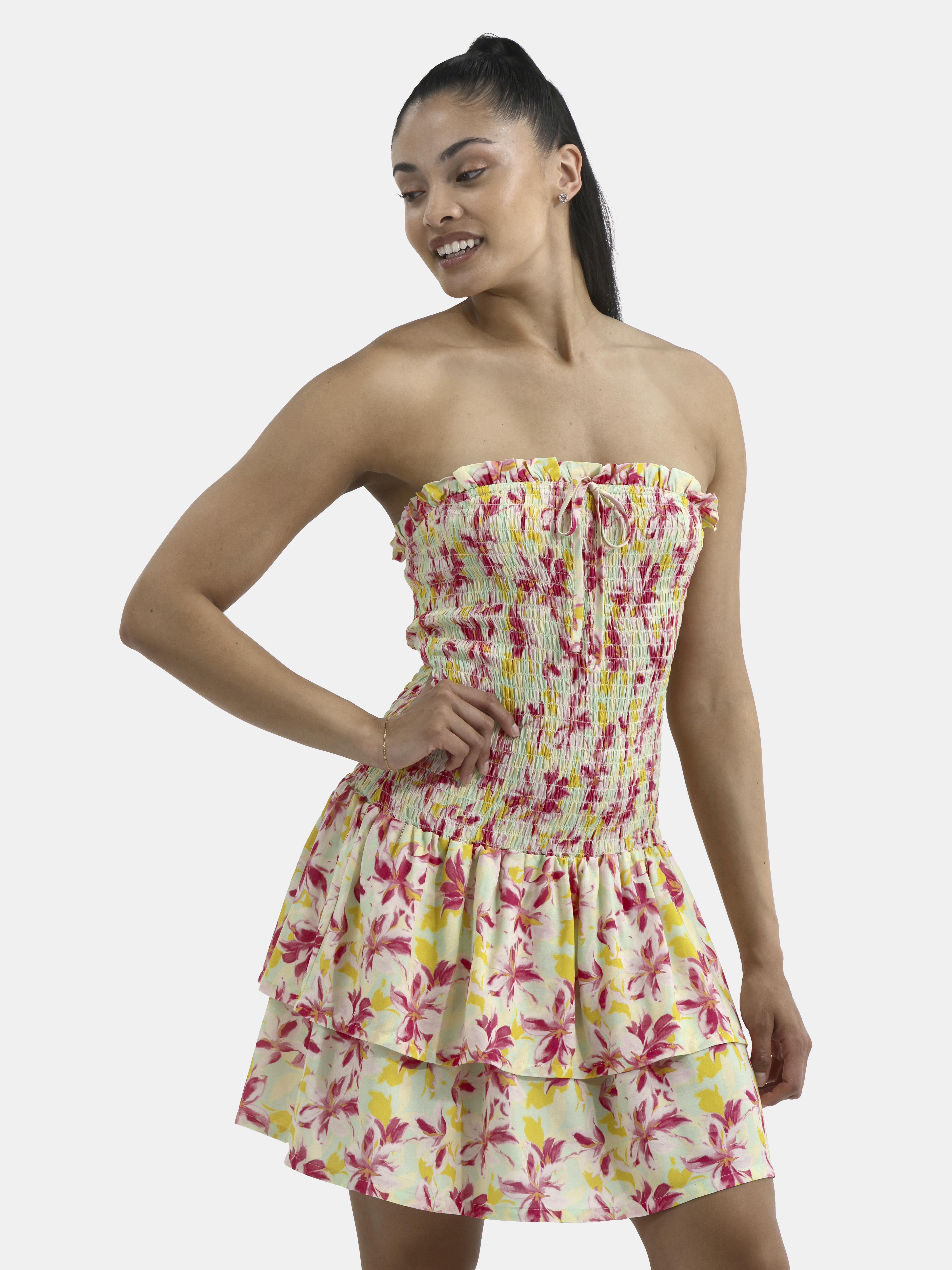 No Boundaries Cotton Smocked Ruffle Eyelet Mini Dress, Women's