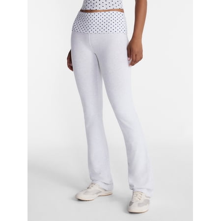 No Boundaries Cotton Spandex Foldover Flare Pants, Women's Plus