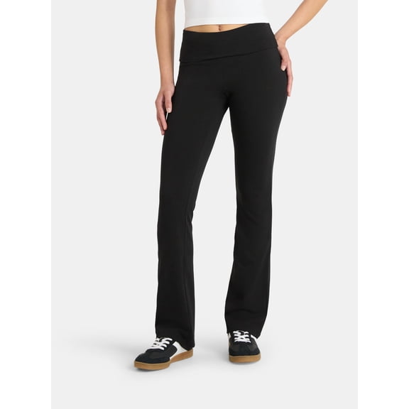 No Boundaries Flare Pants with Foldover Waistband, 32'' Inseam, Women's and Women's Plus XS-XXL