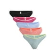 thumbnail image 1 of No Boundaries Cotton Thong Panties, 5-Pack, Women’s and Women’s Plus, 1 of 9