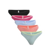 No Boundaries Cotton Thong Panties, 5-Pack, Women s and Women s Plus, Sizes XS-L