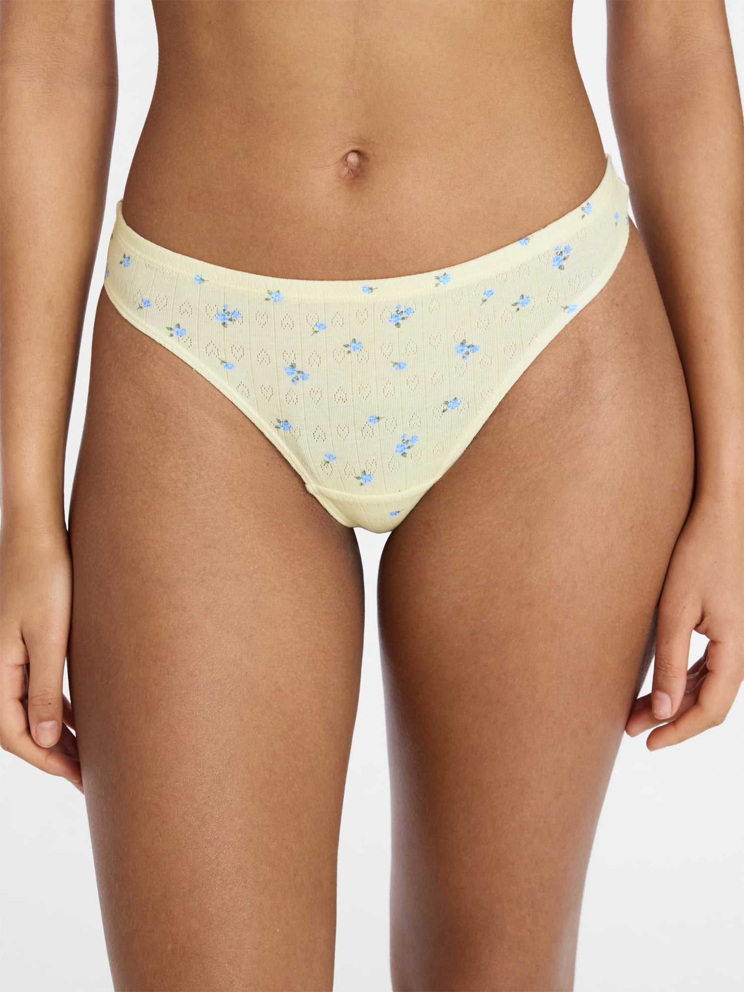No Boundaries Women's Thong Panty Cotton, 1-pack, Sizes XS-XXXL
