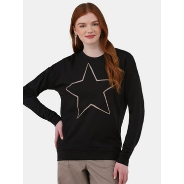 No Boundaries Crew Neck Printed Sweatshirt with Long-Sleeves, Girls