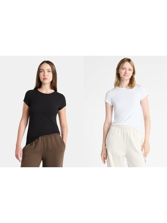 Crew Neck Tee with Short Sleeves, 1 or 3-Pack, Women’s, Sizes XXS-XXL