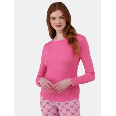 No Boundaries Crewneck Ribbed Tee with Long-Sleeves, Women's and Women’s Plus