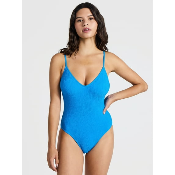 No Boundaries Crinkle One-Piece Swimsuit, Women’s