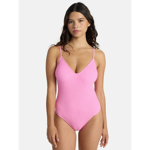 No Boundaries Crinkle One-Piece Swimsuit, Women’s