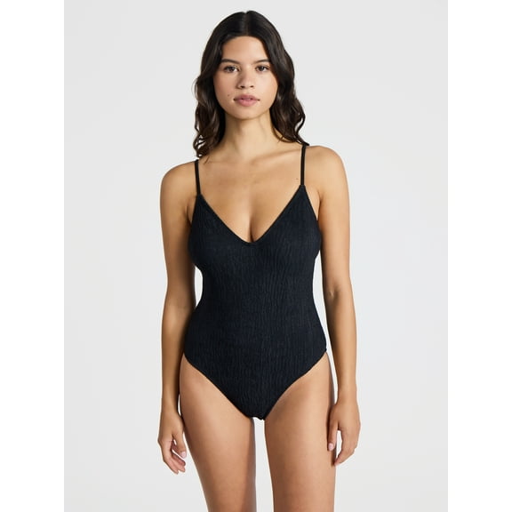 No Boundaries Crinkle One-Piece Swimsuit, Women’s