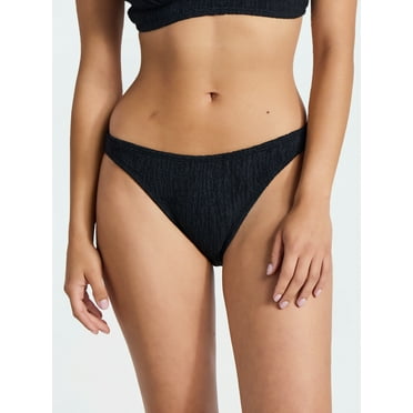No Boundaries Crinkle Bikini Bottoms, Women’s