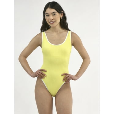 No Boundaries Women's Herringbone Crinkle One Piece Swimsuit, Sizes XXS-XXL