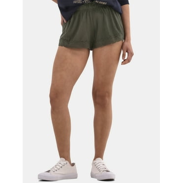 No Boundaries Crinkle Shorts with Crochet Trim, 3.75" Inseam, Women's and Women's Plus