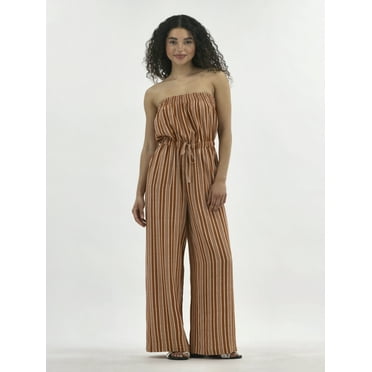 No Boundaries Crinkle Strapless Jumpsuit, Women's