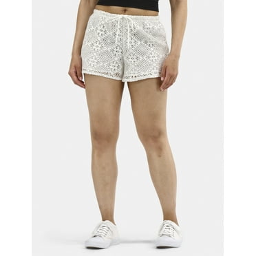 No Boundaries Crochet Drawstring Shorts, 3'' Inseam, Women's