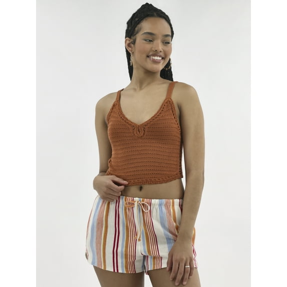 No Boundaries Crochet Sweater Cami with Keyhole, Women's