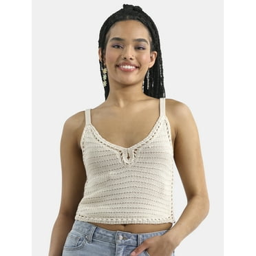 No Boundaries Crochet Sweater Cami with Keyhole, Women's