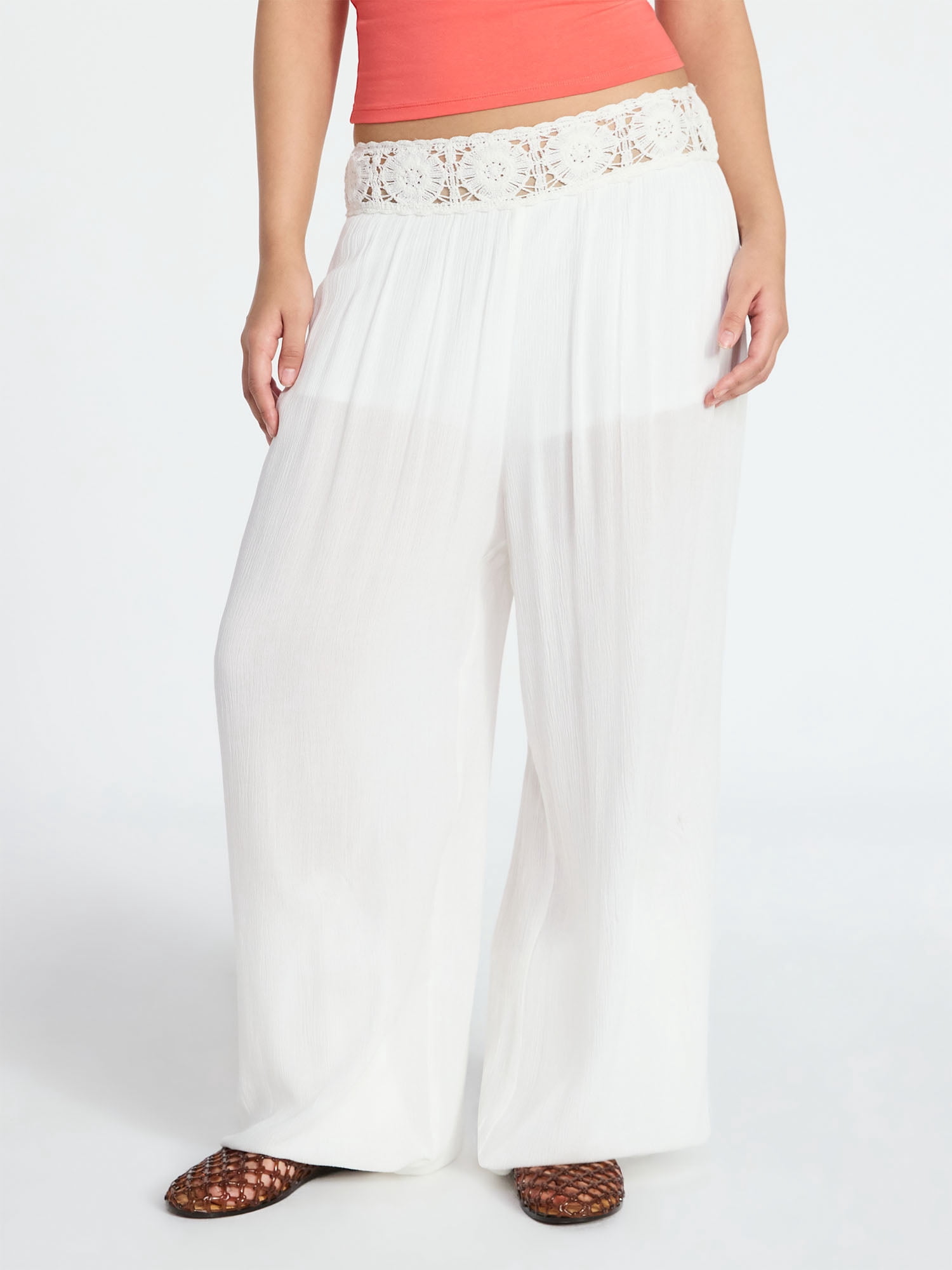 No Boundaries Crochet Waist Beach Pants, Women's XXS-XXL