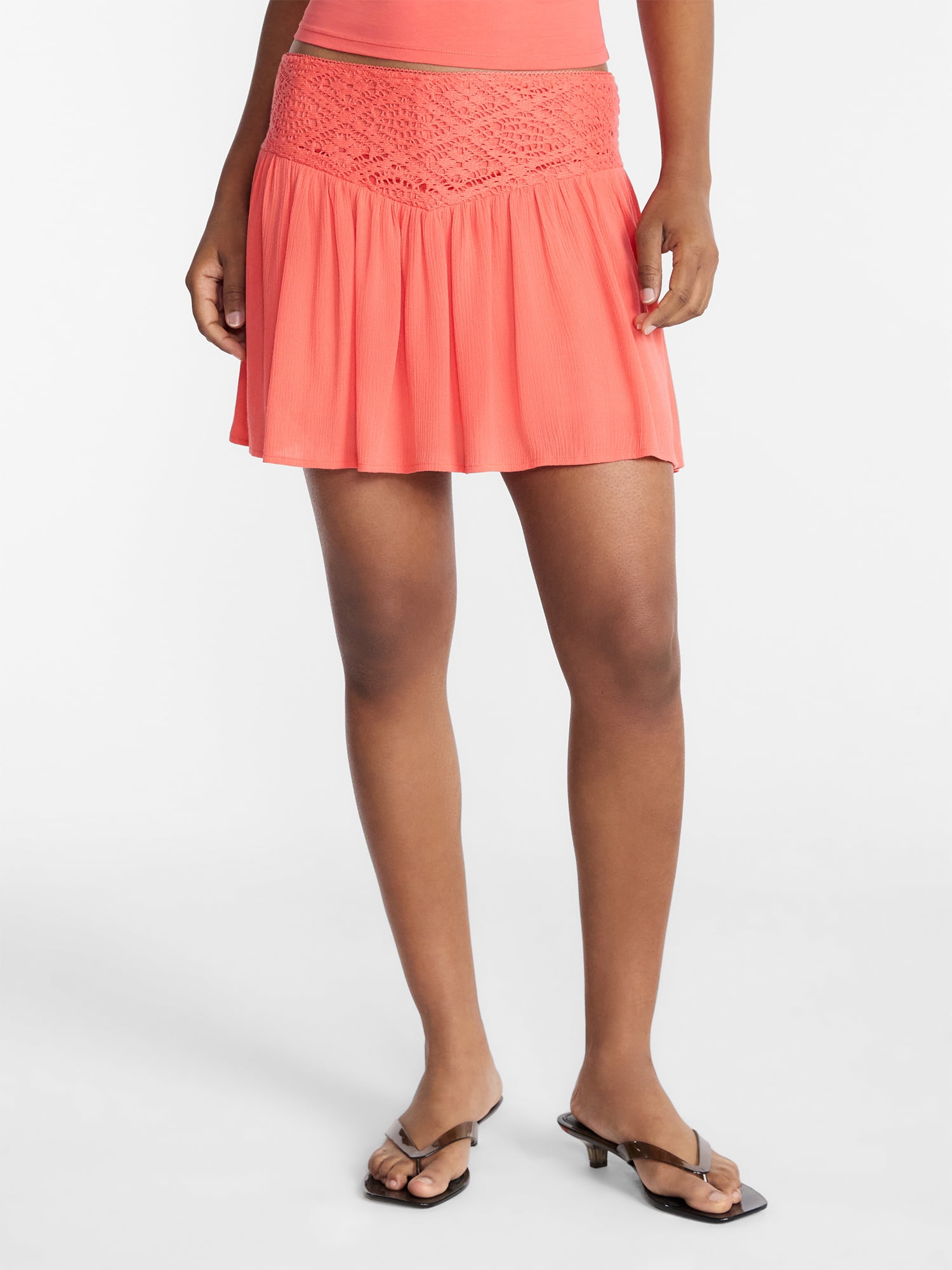 No Boundaries Crochet Waist Mini Skirt, Women's XXS-XXL